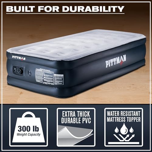 Pittman - Twin Air Mattress with Built in Pump - Black