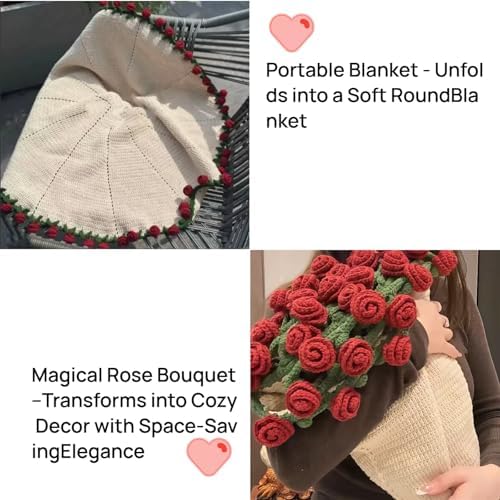 Floral Bouquet Throw Blanket - Handmade Knit Plush Soft 315In