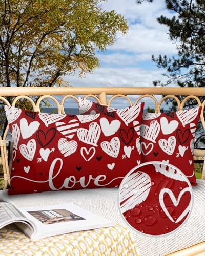 Waterproof Pillow Protector 2 Pack with Zipper Love Hearts Design