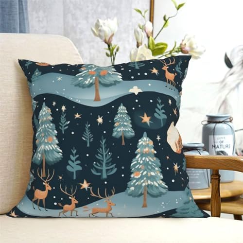 Ogniwo Blue Christmas Tree Throw Pillow 12x12 Inch 1