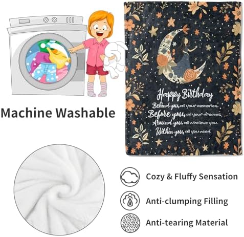 Moon and Stars Birthday Throw Blanket for Daughter