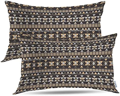 Batmerry Gray Abstract Geometric Stripes Pillow Covers Set of 2