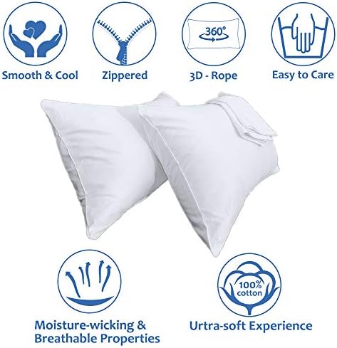 Precoco Queen Pillow Cases Set of 2 100 Cotton Sateen