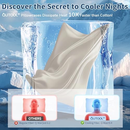 QUTOOL Cooling Pillow Cases Set of 2 Ice Cool for Hot Sleepers