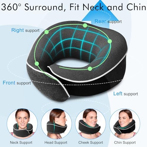 MILADO Travel Neck Pillow 12-18 Adjustable Memory Foam