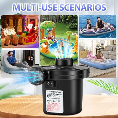 SeaSlep Electric Air Pump with 3 Nozzles and 110V AC12V DC Power
