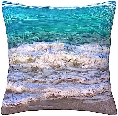 White Beach Tropical Sea Throw Pillow 12x12 Inch