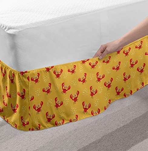 Ambesonne Beach Elastic Bed Skirt with Crabs Design