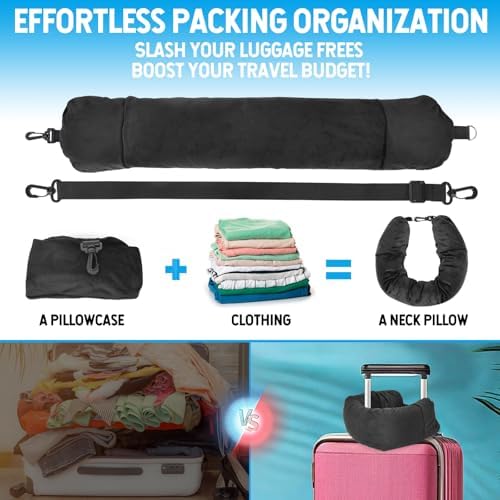 Xlapo 2 Pack Travel Neck Pillow with Clothes Storage Bag