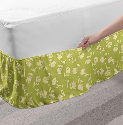 Ambesonne Floral Bedskirt Romantic Roses Pattern TwinTwin XL Khaki Pale Yellow