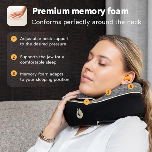 TRAVARA Travel Pillow with 360 Memory Foam Support