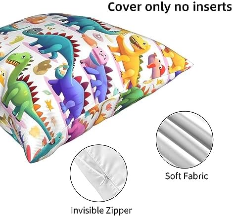 Ogniwo Colorful Cartoon Dinosaur Throw Pillow 12x12 Inch