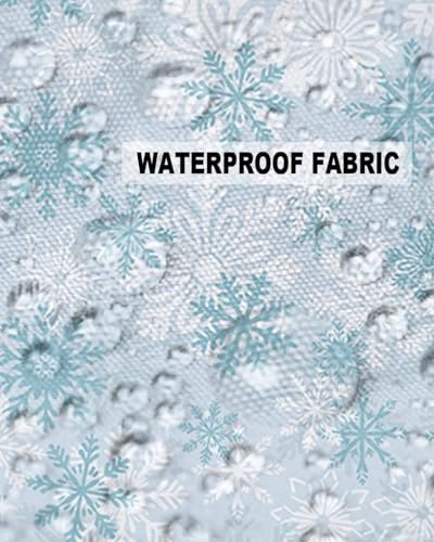 Waterproof Pillow Protector 2 Pack - Light Sky Blue White Snowflakes Design