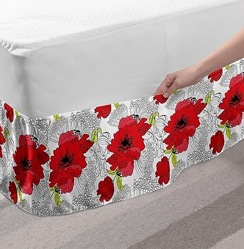 Ambesonne Flower Bedskirt with Wrap Around Elastic