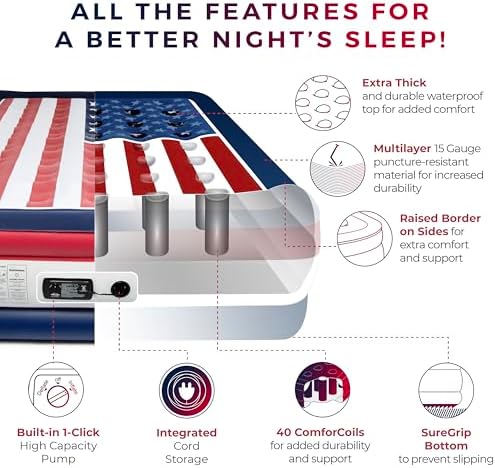 SoundAsleep Dream Series Queen Air Mattress with ComfortCoil Tech Built-in Pump