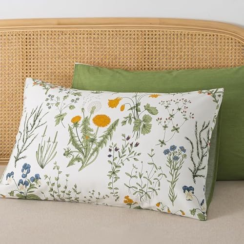 Zusbest 100 Cotton Floral Pillow Cases Set of 2 Reversible