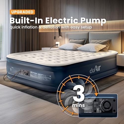 Dr Air Queen Air Mattress with Built-in Pump and Carry Bag
