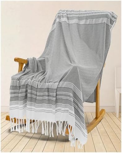 Gray Soft Throw Blanket - Modern Boho Design