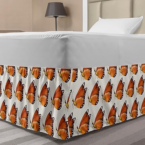 Ambesonne Butterfly Bed Skirt TwinTwin XL Pale Vermilion and Brown
