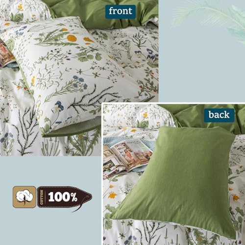 Zusbest 100 Cotton Floral Pillow Cases Set of 2 Reversible