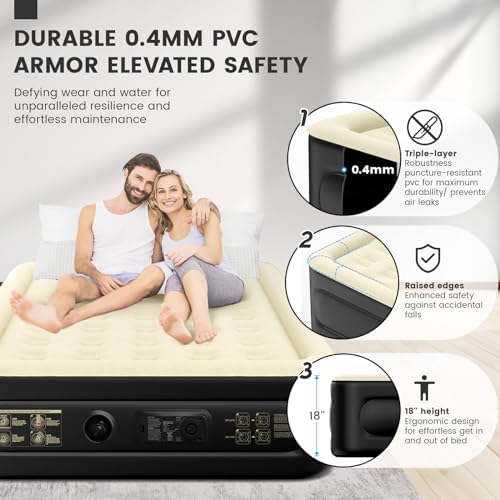 SULDUO Luxury Queen Air Mattress with Built In Pump and Carry Bag