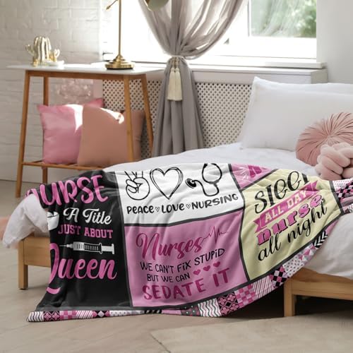 YHIKOUY Nurse Throw Blanket 50x60 Warm Pink