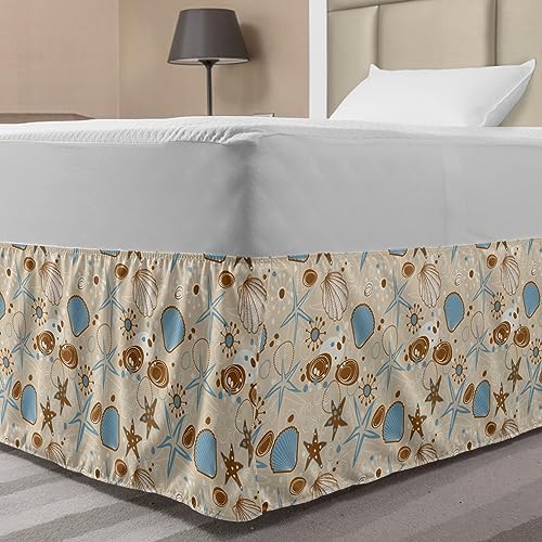 Ambesonne Seashells Bed Skirt with Starfish Print