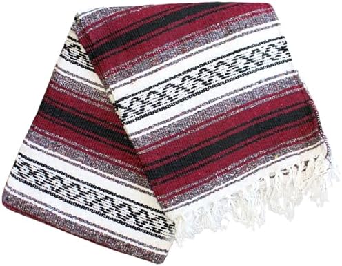 Del Mex Classic Mexican Blanket - 70x50 Burgundy