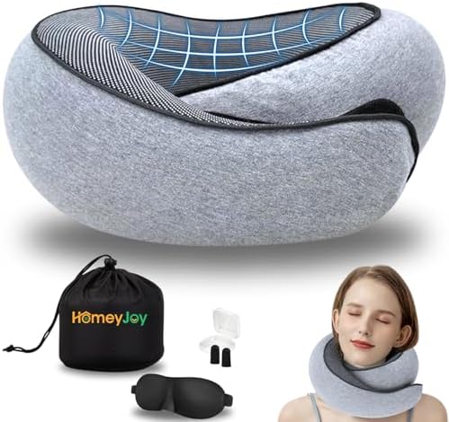 HomeyJoy Upgraded Travel Neck Pillow with 360 Support