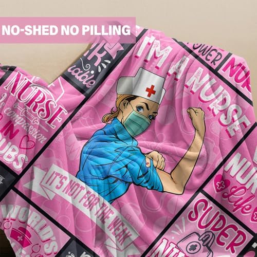 Unique Nurse Pink Throw Blanket 60x50 for Nurses Week Gifts
