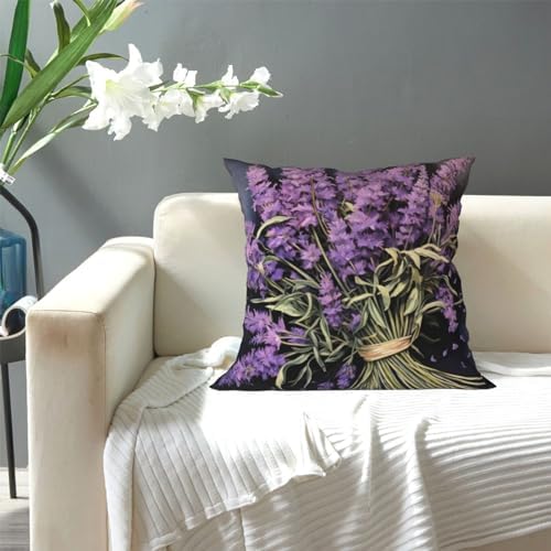 Lavender Bouquet Throw Pillow 12x12 Inch 1