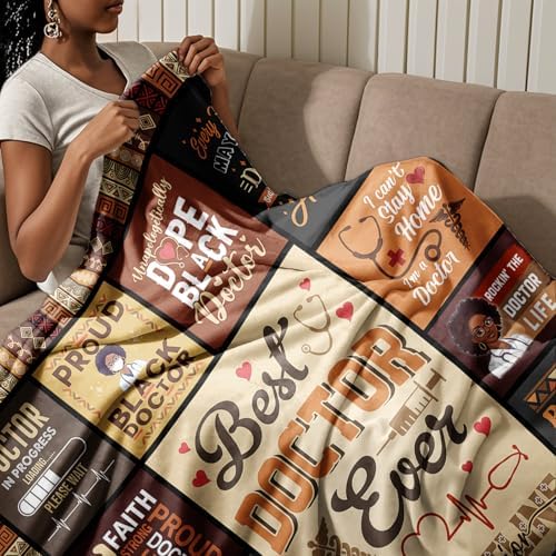 African American Doctor Throw Blanket 60 x 50
