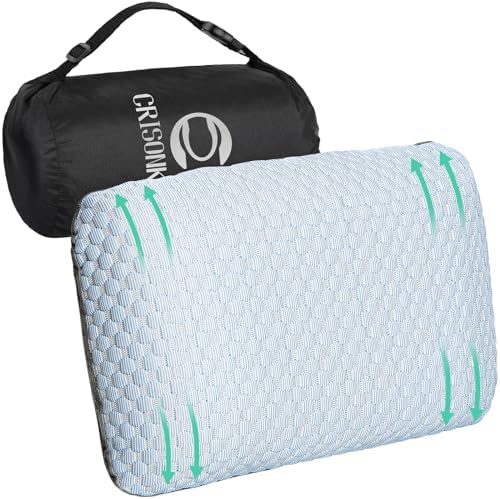 Crisonky Travel Pillow with Carry Bag and Cooling Fabric