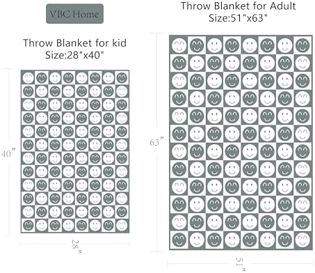 VBC Baby Throw Blankets with Smiley Faces Checkered Reversible Soft Cozy Warm Blanket