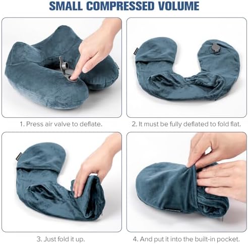 Rewondah Inflatable Travel Pillow - Neck Support Portable Washable