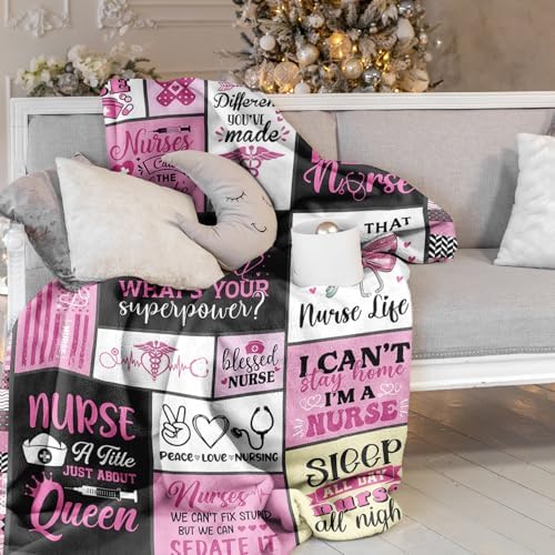 YHIKOUY Nurse Throw Blanket 50x60 Warm Pink