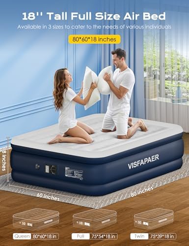 VISFAPAER Queen Air Mattress with Built-in Pump