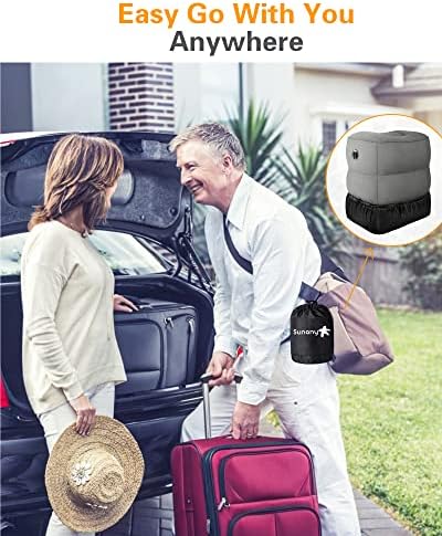 Sunany Inflatable Foot Rest Pillow - 2 Pack Adjustable Height Dark Grey