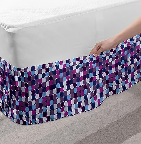 Ambesonne Geometric Bed Skirt - Multicolor Mosaic Lattice Design
