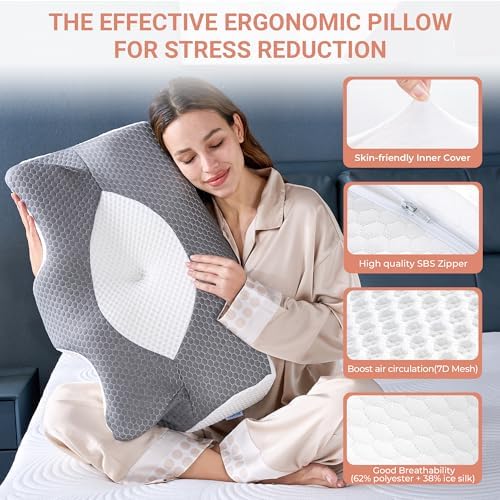 Elviros Cervical Foam Pillow for Neck Shoulder Support