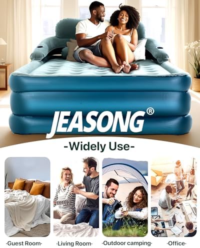 JEASONG Premium Queen Air Mattress with Built-in Pump and Headboard