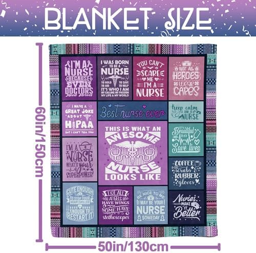 Suobrnaer Nurse Throw Blanket 50x60 - Soft Flannel Nurses Week Gift