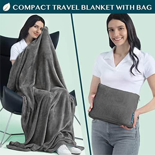 PAVILIA Travel Blanket Pillow 2-in-1 Combo Set 60x43 Gray