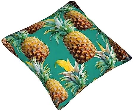 Tropical Pineapple Throw Pillow 12x12 Inch Soft Square Cushion Cover