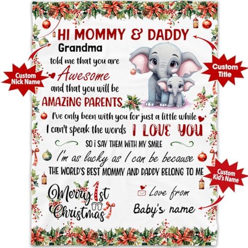 Custom Mommy Blanket with Personalized Messages and Names