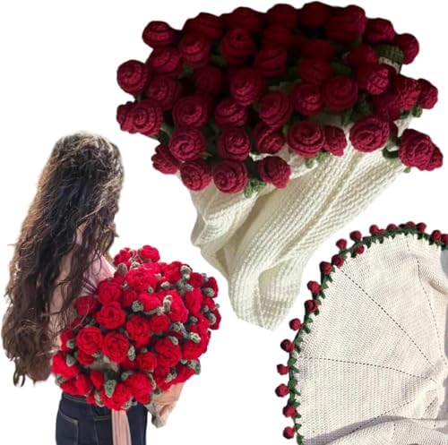 Floral Bouquet Throw Blanket - Handmade Knit Plush Soft 315In