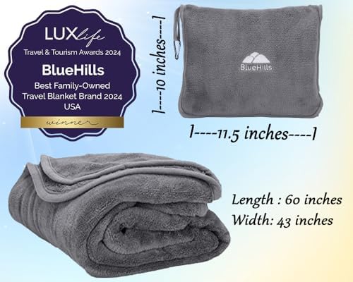 BlueHills 2-Pack Soft Travel Blanket Pillow