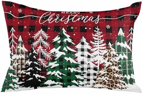 Waterproof Pillow Protector 2 Pack with Plaid Design