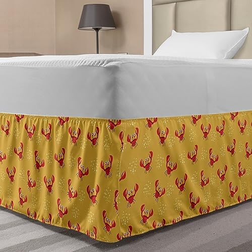 Ambesonne Beach Elastic Bed Skirt with Crabs Design