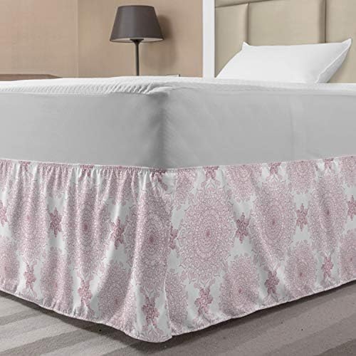 Ambesonne Purple Mandala Bed Skirt with Victorian Damask Pattern